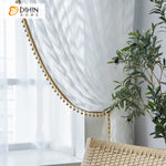 DIHIN HOME Modern White Abstract Geometric Sheer Curtain With Lace Balls,Grommet Window Curtain for Living Room ,52x63-inch,1 Panel Roman Shades Curtains Window Blinds custom curtains blackout curtains curtains for living room sheer curtains curtain fabric linen curtains kitchen curtains velvet curtains pinch pleat curtains bay window curtains outdoor curtains pleated curtains floral curtains dining room curtains kitchen valances drapes for bedroom patio curtains nursery curtains grommet curtains