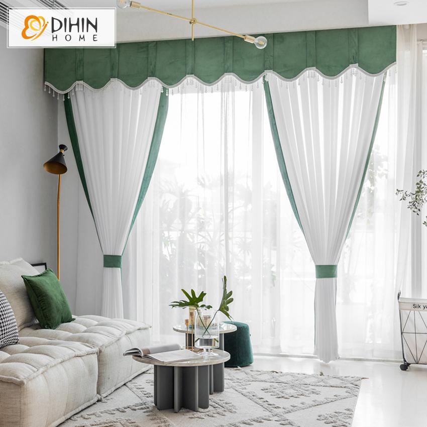 DIHIN HOME Modern White and Green Color Customized Valance ,Blackout Curtains Grommet Window Curtain for Living Room ,52x84-inch,1 Panel Roman Shades Curtains Window Blinds custom curtains blackout curtains curtains for living room sheer curtains curtain fabric linen curtains kitchen curtains velvet curtains pinch pleat curtains bay window curtains outdoor curtains pleated curtains floral curtains dining room curtains kitchen valances drapes for bedroom patio curtains nursery curtains grommet curtains