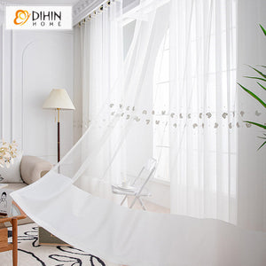 DIHIN HOME Modern White Butterfly Embroidered Sheer Curtain, Grommet Window Curtain for Living Room ,52x63-inch,1 Panel Roman Shades Curtains Window Blinds custom curtains blackout curtains curtains for living room sheer curtains curtain fabric linen curtains kitchen curtains velvet curtains pinch pleat curtains bay window curtains outdoor curtains pleated curtains floral curtains dining room curtains kitchen valances drapes for bedroom patio curtains nursery curtains grommet curtains