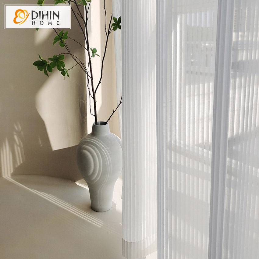 DIHIN HOME Modern White Color Fashion Striped Sheer Curtains,Grommet Window Curtain for Living Room,52x63-inch,1 Panel Roman Shades Curtains Window Blinds custom curtains blackout curtains curtains for living room sheer curtains curtain fabric linen curtains kitchen curtains velvet curtains pinch pleat curtains bay window curtains outdoor curtains pleated curtains floral curtains dining room curtains kitchen valances drapes for bedroom patio curtains nursery curtains grommet curtains