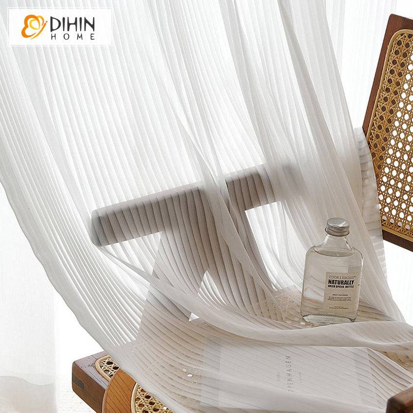 DIHIN HOME Modern White Color Fashion Striped Sheer Curtains,Grommet Window Curtain for Living Room,52x63-inch,1 Panel Roman Shades Curtains Window Blinds custom curtains blackout curtains curtains for living room sheer curtains curtain fabric linen curtains kitchen curtains velvet curtains pinch pleat curtains bay window curtains outdoor curtains pleated curtains floral curtains dining room curtains kitchen valances drapes for bedroom patio curtains nursery curtains grommet curtains