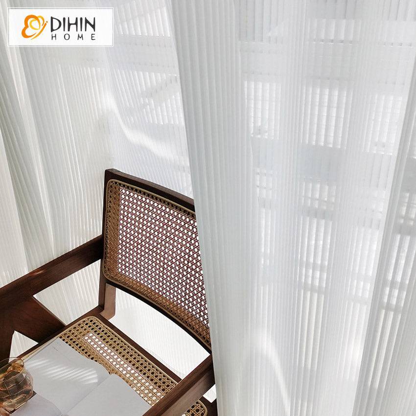 DIHIN HOME Modern White Color Fashion Striped Sheer Curtains,Grommet Window Curtain for Living Room,52x63-inch,1 Panel Roman Shades Curtains Window Blinds custom curtains blackout curtains curtains for living room sheer curtains curtain fabric linen curtains kitchen curtains velvet curtains pinch pleat curtains bay window curtains outdoor curtains pleated curtains floral curtains dining room curtains kitchen valances drapes for bedroom patio curtains nursery curtains grommet curtains