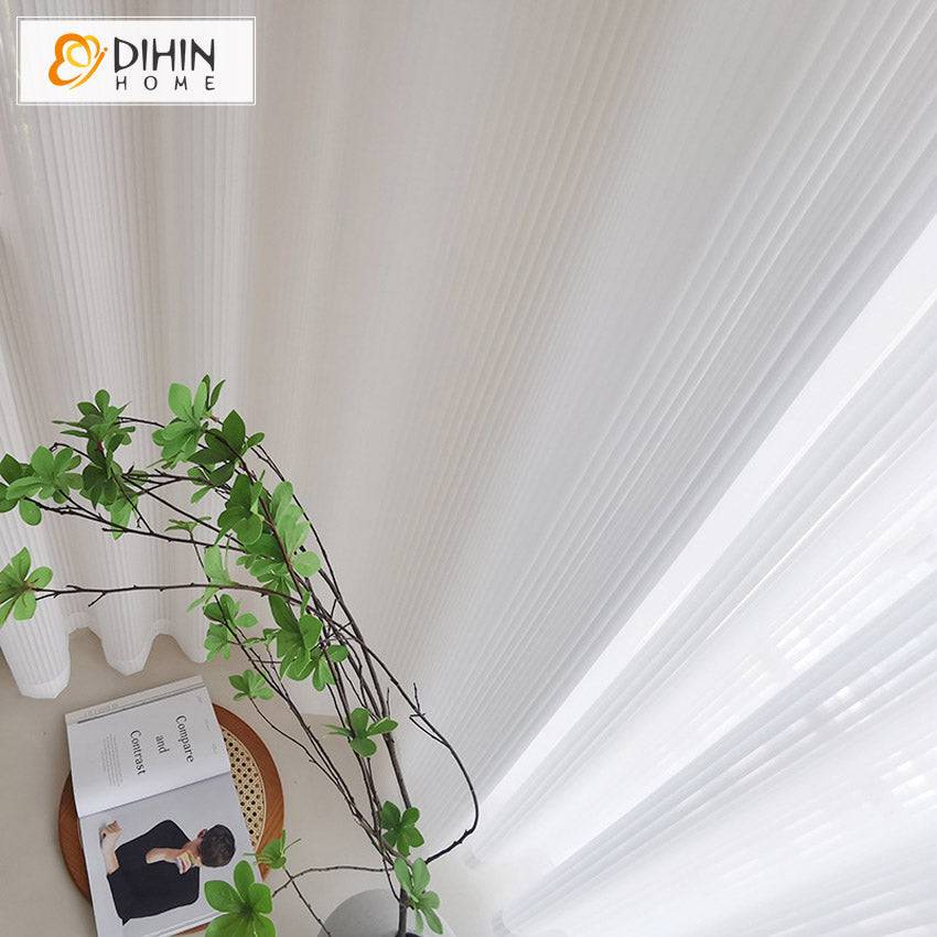 DIHIN HOME Modern White Color Fashion Striped Sheer Curtains,Grommet Window Curtain for Living Room,52x63-inch,1 Panel Roman Shades Curtains Window Blinds custom curtains blackout curtains curtains for living room sheer curtains curtain fabric linen curtains kitchen curtains velvet curtains pinch pleat curtains bay window curtains outdoor curtains pleated curtains floral curtains dining room curtains kitchen valances drapes for bedroom patio curtains nursery curtains grommet curtains