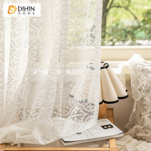 DIHIN HOME Modern White Color Geometric Sheer Curtain, Grommet Window Curtain for Living Room ,52x63-inch,1 Panel Roman Shades Curtains Window Blinds custom curtains blackout curtains curtains for living room sheer curtains curtain fabric linen curtains kitchen curtains velvet curtains pinch pleat curtains bay window curtains outdoor curtains pleated curtains floral curtains dining room curtains kitchen valances drapes for bedroom patio curtains nursery curtains grommet curtains