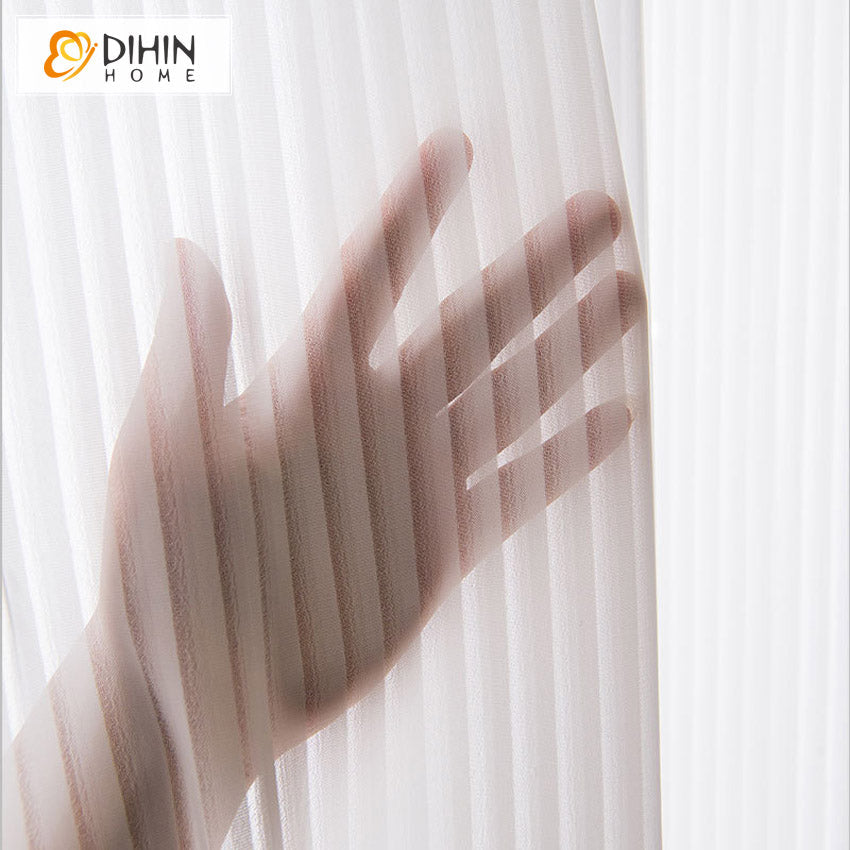 DIHIN HOME Modern White Color Striped,Sheer Curtain, Grommet Window Curtain for Living Room ,52x63-inch,1 Panel Roman Shades Curtains Window Blinds custom curtains blackout curtains curtains for living room sheer curtains curtain fabric linen curtains kitchen curtains velvet curtains pinch pleat curtains bay window curtains outdoor curtains pleated curtains floral curtains dining room curtains kitchen valances drapes for bedroom patio curtains nursery curtains grommet curtains