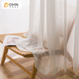 DIHIN HOME Modern White Color Striped,Sheer Curtain, Grommet Window Curtain for Living Room ,52x63-inch,1 Panel Roman Shades Curtains Window Blinds custom curtains blackout curtains curtains for living room sheer curtains curtain fabric linen curtains kitchen curtains velvet curtains pinch pleat curtains bay window curtains outdoor curtains pleated curtains floral curtains dining room curtains kitchen valances drapes for bedroom patio curtains nursery curtains grommet curtains