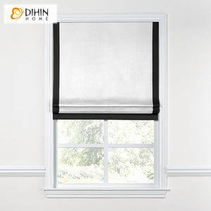 DIHIN HOME Modern White Color With Black Band Roman Shades ,Easy Install Washable Curtains ,Customized Window Curtain Drape, 24"W X 64"H Roman Shades Curtains Window Blinds custom curtains blackout curtains curtains for living room sheer curtains curtain fabric linen curtains kitchen curtains velvet curtains pinch pleat curtains bay window curtains outdoor curtains pleated curtains floral curtains dining room curtains kitchen valances drapes for bedroom patio curtains nursery curtains grommet curtains