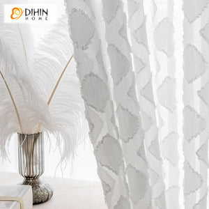 DIHIN HOME Modern White Diamond Shape Emboridered Sheer Curtain, Grommet Window Curtain for Living Room ,52x63-inch,1 Panelriped Roman Shades Curtains Window Blinds custom curtains blackout curtains curtains for living room sheer curtains curtain fabric linen curtains kitchen curtains velvet curtains pinch pleat curtains bay window curtains outdoor curtains pleated curtains floral curtains dining room curtains kitchen valances drapes for bedroom patio curtains nursery curtains grommet curtains