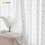 DIHIN HOME Modern White Diamond Shape Emboridered Sheer Curtain, Grommet Window Curtain for Living Room ,52x63-inch,1 Panelriped Roman Shades Window Curtains Curtains Window Blinds Curtains Drapes linen drapery curtains and drapes windows drapes custom curtains blackout curtains curtains for living room window shades sheer curtains curtain fabric window treatments custom drapery