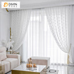 DIHIN HOME Modern White Diamond Shape Emboridered Sheer Curtain, Grommet Window Curtain for Living Room ,52x63-inch,1 Panelriped Roman Shades Window Curtains Curtains Window Blinds Curtains Drapes linen drapery curtains and drapes windows drapes custom curtains blackout curtains curtains for living room window shades sheer curtains curtain fabric window treatments custom drapery