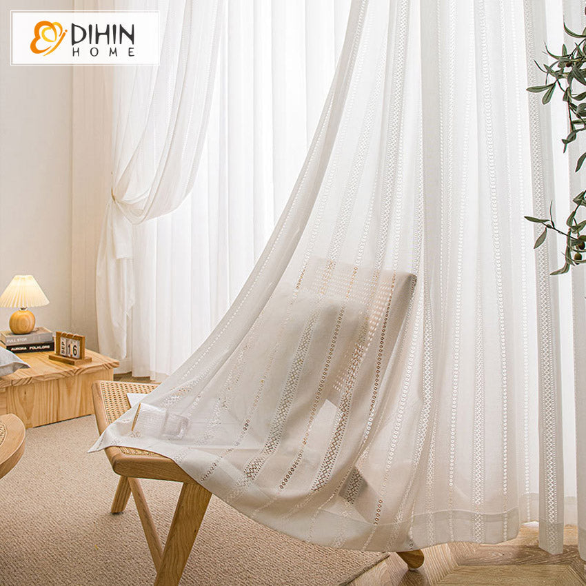 DIHIN HOME Modern White Embroidered,Sheer Curtain,Blackout Grommet Window Curtain for Living Room ,52x63-inch,1 Panel Roman Shades Curtains Window Blinds custom curtains blackout curtains curtains for living room sheer curtains curtain fabric linen curtains kitchen curtains velvet curtains pinch pleat curtains bay window curtains outdoor curtains pleated curtains floral curtains dining room curtains kitchen valances drapes for bedroom patio curtains nursery curtains grommet curtains