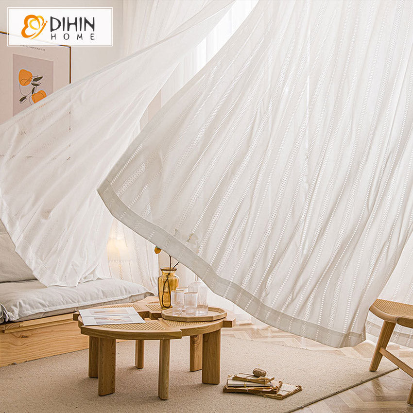 DIHIN HOME Modern White Embroidered,Sheer Curtain,Blackout Grommet Window Curtain for Living Room ,52x63-inch,1 Panel Roman Shades Curtains Window Blinds custom curtains blackout curtains curtains for living room sheer curtains curtain fabric linen curtains kitchen curtains velvet curtains pinch pleat curtains bay window curtains outdoor curtains pleated curtains floral curtains dining room curtains kitchen valances drapes for bedroom patio curtains nursery curtains grommet curtains