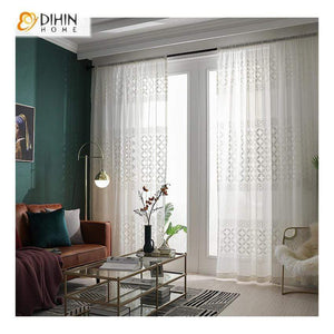 DIHIN HOME Modern White Geometric Day Curtains ,Sheer Curtain, Grommet Window Curtain for Living Room ,52x63-inch,1 Panel Roman Shades Curtains Window Blinds custom curtains blackout curtains curtains for living room sheer curtains curtain fabric linen curtains kitchen curtains velvet curtains pinch pleat curtains bay window curtains outdoor curtains pleated curtains floral curtains dining room curtains kitchen valances drapes for bedroom patio curtains nursery curtains grommet curtains