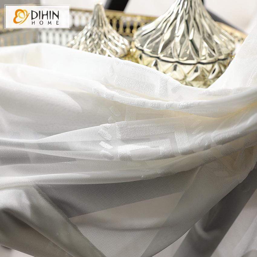 DIHIN HOME Modern White Geometric Day Curtains ,Sheer Curtain, Grommet Window Curtain for Living Room ,52x63-inch,1 Panel Roman Shades Curtains Window Blinds custom curtains blackout curtains curtains for living room sheer curtains curtain fabric linen curtains kitchen curtains velvet curtains pinch pleat curtains bay window curtains outdoor curtains pleated curtains floral curtains dining room curtains kitchen valances drapes for bedroom patio curtains nursery curtains grommet curtains