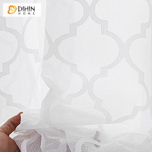 DIHIN HOME Modern White Geometric Sheer Curtain, Grommet Window Curtain for Living Room ,52x63-inch,1 Panel Roman Shades Curtains Window Blinds custom curtains blackout curtains curtains for living room sheer curtains curtain fabric linen curtains kitchen curtains velvet curtains pinch pleat curtains bay window curtains outdoor curtains pleated curtains floral curtains dining room curtains kitchen valances drapes for bedroom patio curtains nursery curtains grommet curtains