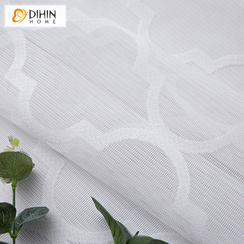 DIHIN HOME Modern White Geometric Sheer Curtain, Grommet Window Curtain for Living Room ,52x63-inch,1 Panel Roman Shades Curtains Window Blinds custom curtains blackout curtains curtains for living room sheer curtains curtain fabric linen curtains kitchen curtains velvet curtains pinch pleat curtains bay window curtains outdoor curtains pleated curtains floral curtains dining room curtains kitchen valances drapes for bedroom patio curtains nursery curtains grommet curtains