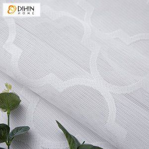 DIHIN HOME Modern White Geometric Sheer Curtain, Grommet Window Curtain for Living Room ,52x63-inch,1 Panel Roman Shades Curtains Window Blinds custom curtains blackout curtains curtains for living room sheer curtains curtain fabric linen curtains kitchen curtains velvet curtains pinch pleat curtains bay window curtains outdoor curtains pleated curtains floral curtains dining room curtains kitchen valances drapes for bedroom patio curtains nursery curtains grommet curtains