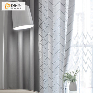 DIHIN HOME Modern White Geometric With Grey Fabric,Blackout Grommet Window Curtain for Living Room ,52x63-inch,1 Panel Roman Shades Curtains Window Blinds custom curtains blackout curtains curtains for living room sheer curtains curtain fabric linen curtains kitchen curtains velvet curtains pinch pleat curtains bay window curtains outdoor curtains pleated curtains floral curtains dining room curtains kitchen valances drapes for bedroom patio curtains nursery curtains grommet curtains