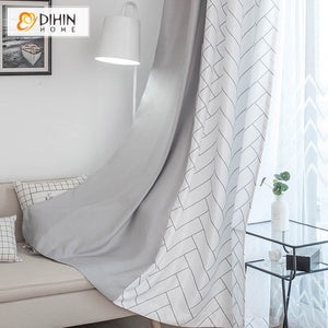 DIHIN HOME Modern White Geometric With Grey Fabric,Blackout Grommet Window Curtain for Living Room ,52x63-inch,1 Panel Roman Shades Curtains Window Blinds custom curtains blackout curtains curtains for living room sheer curtains curtain fabric linen curtains kitchen curtains velvet curtains pinch pleat curtains bay window curtains outdoor curtains pleated curtains floral curtains dining room curtains kitchen valances drapes for bedroom patio curtains nursery curtains grommet curtains