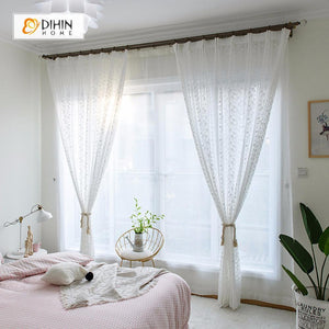 DIHIN HOME  Modern White Lace Window Screening ,Sheer Curtain,Blackout Grommet Window Curtain for Living Room ,52x63-inch,1 Panel Roman Shades Curtains Window Blinds custom curtains blackout curtains curtains for living room sheer curtains curtain fabric linen curtains kitchen curtains velvet curtains pinch pleat curtains bay window curtains outdoor curtains pleated curtains floral curtains dining room curtains kitchen valances drapes for bedroom patio curtains nursery curtains grommet curtains