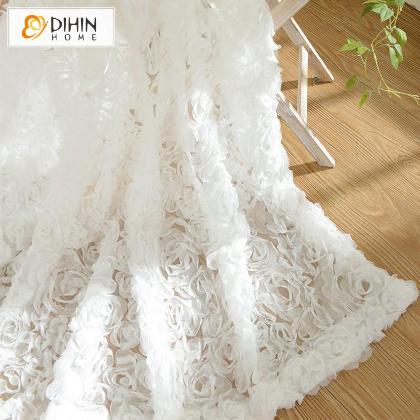 DIHIN HOME Modern White Petal Lace Curtains ,Blackout Grommet Window Curtain for Living Room ,52x63-inch,1 Panel Roman Shades Curtains Window Blinds custom curtains blackout curtains curtains for living room sheer curtains curtain fabric linen curtains kitchen curtains velvet curtains pinch pleat curtains bay window curtains outdoor curtains pleated curtains floral curtains dining room curtains kitchen valances drapes for bedroom patio curtains nursery curtains grommet curtains