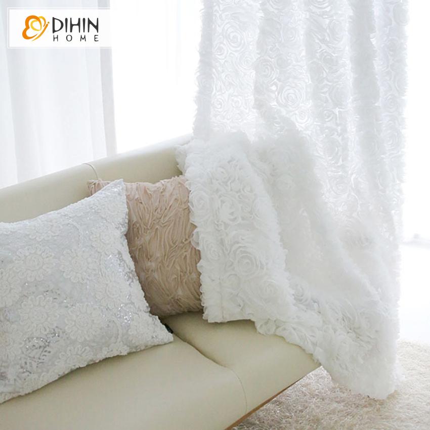 DIHIN HOME Modern White Petal Lace Curtains ,Blackout Grommet Window Curtain for Living Room ,52x63-inch,1 Panel Roman Shades Curtains Window Blinds custom curtains blackout curtains curtains for living room sheer curtains curtain fabric linen curtains kitchen curtains velvet curtains pinch pleat curtains bay window curtains outdoor curtains pleated curtains floral curtains dining room curtains kitchen valances drapes for bedroom patio curtains nursery curtains grommet curtains