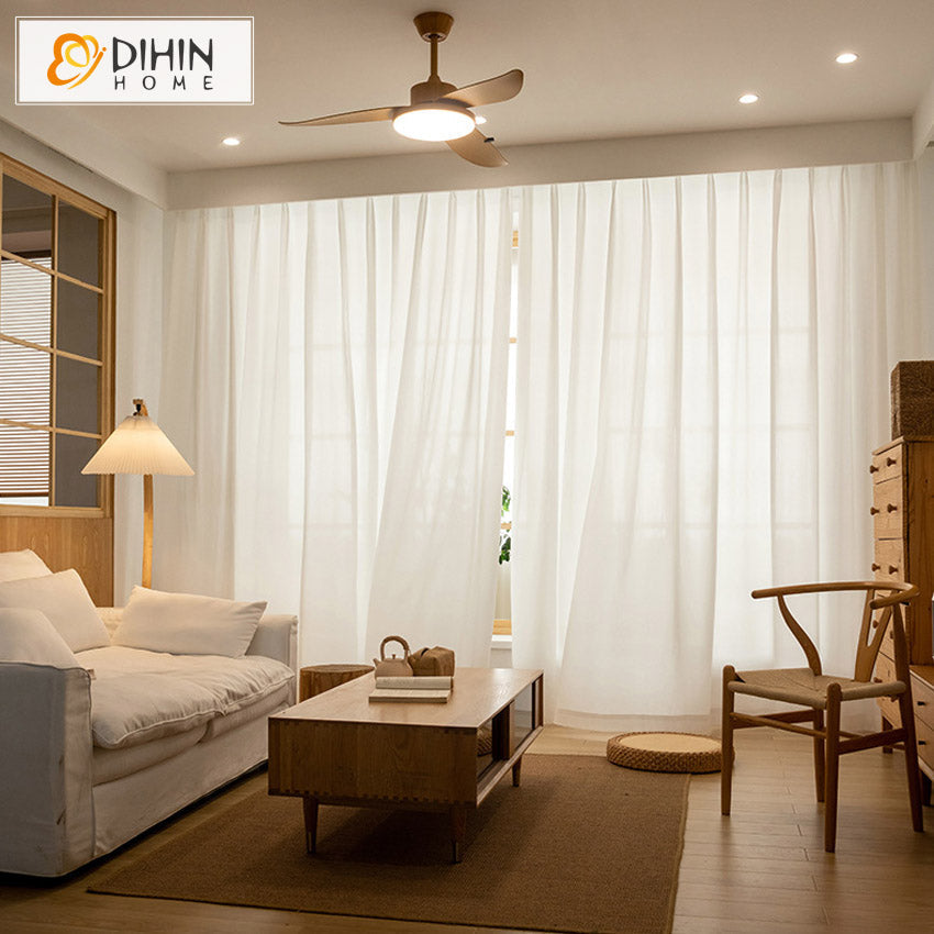 DIHIN HOME Modern White Sheer Curtains,Grommet Window Curtain for Living Room ,52x63-inch,1 Panel Roman Shades Curtains Window Blinds custom curtains blackout curtains curtains for living room sheer curtains curtain fabric linen curtains kitchen curtains velvet curtains pinch pleat curtains bay window curtains outdoor curtains pleated curtains floral curtains dining room curtains kitchen valances drapes for bedroom patio curtains nursery curtains grommet curtains
