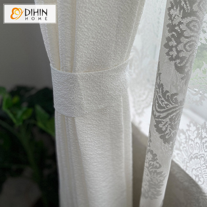 DIHIN HOME Modern White Snowflake Folds Sheer Curtains,Grommet Window Curtain for Living Room ,52x63-inch,1 Panel Roman Shades Curtains Window Blinds custom curtains blackout curtains curtains for living room sheer curtains curtain fabric linen curtains kitchen curtains velvet curtains pinch pleat curtains bay window curtains outdoor curtains pleated curtains floral curtains dining room curtains kitchen valances drapes for bedroom patio curtains nursery curtains grommet curtains