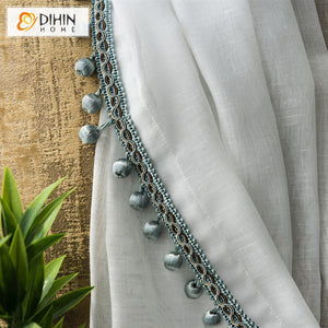 DIHIN HOME Modern White Solid Color Sheer Curtain With Lace Balls,Grommet Window Curtain for Living Room ,52x63-inch,1 Panel Roman Shades Curtains Window Blinds custom curtains blackout curtains curtains for living room sheer curtains curtain fabric linen curtains kitchen curtains velvet curtains pinch pleat curtains bay window curtains outdoor curtains pleated curtains floral curtains dining room curtains kitchen valances drapes for bedroom patio curtains nursery curtains grommet curtains