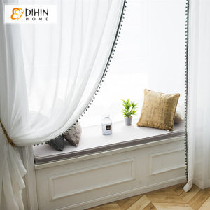 DIHIN HOME Modern White Solid Color Sheer Curtain With Lace Balls,Grommet Window Curtain for Living Room ,52x63-inch,1 Panel Roman Shades Curtains Window Blinds custom curtains blackout curtains curtains for living room sheer curtains curtain fabric linen curtains kitchen curtains velvet curtains pinch pleat curtains bay window curtains outdoor curtains pleated curtains floral curtains dining room curtains kitchen valances drapes for bedroom patio curtains nursery curtains grommet curtains
