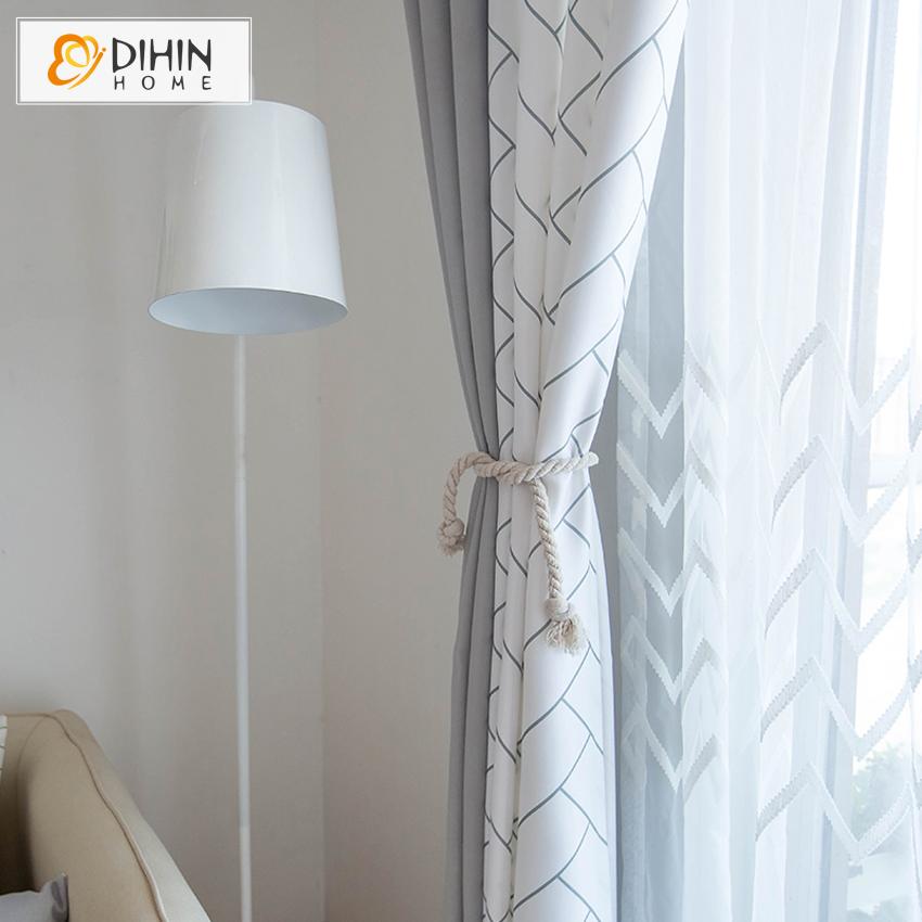 DIHIN HOME Modern White Striped,Blackout Grommet Window Curtain for Living Room ,52x63-inch,1 Panel Roman Shades Curtains Window Blinds custom curtains blackout curtains curtains for living room sheer curtains curtain fabric linen curtains kitchen curtains velvet curtains pinch pleat curtains bay window curtains outdoor curtains pleated curtains floral curtains dining room curtains kitchen valances drapes for bedroom patio curtains nursery curtains grommet curtains