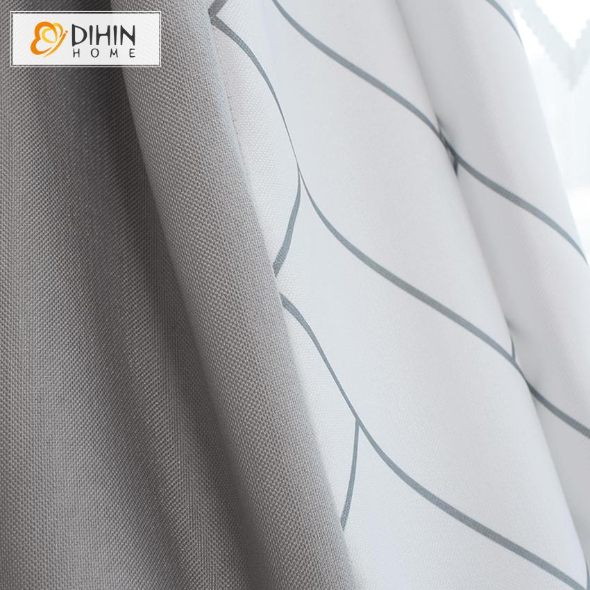 DIHIN HOME Modern White Striped,Blackout Grommet Window Curtain for Living Room ,52x63-inch,1 Panel Roman Shades Curtains Window Blinds custom curtains blackout curtains curtains for living room sheer curtains curtain fabric linen curtains kitchen curtains velvet curtains pinch pleat curtains bay window curtains outdoor curtains pleated curtains floral curtains dining room curtains kitchen valances drapes for bedroom patio curtains nursery curtains grommet curtains