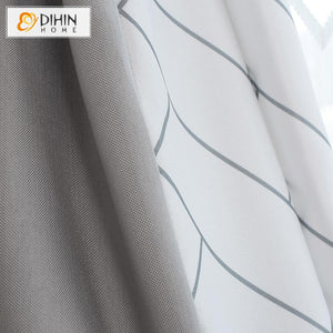 DIHIN HOME Modern White Striped,Blackout Grommet Window Curtain for Living Room ,52x63-inch,1 Panel Roman Shades Curtains Window Blinds custom curtains blackout curtains curtains for living room sheer curtains curtain fabric linen curtains kitchen curtains velvet curtains pinch pleat curtains bay window curtains outdoor curtains pleated curtains floral curtains dining room curtains kitchen valances drapes for bedroom patio curtains nursery curtains grommet curtains
