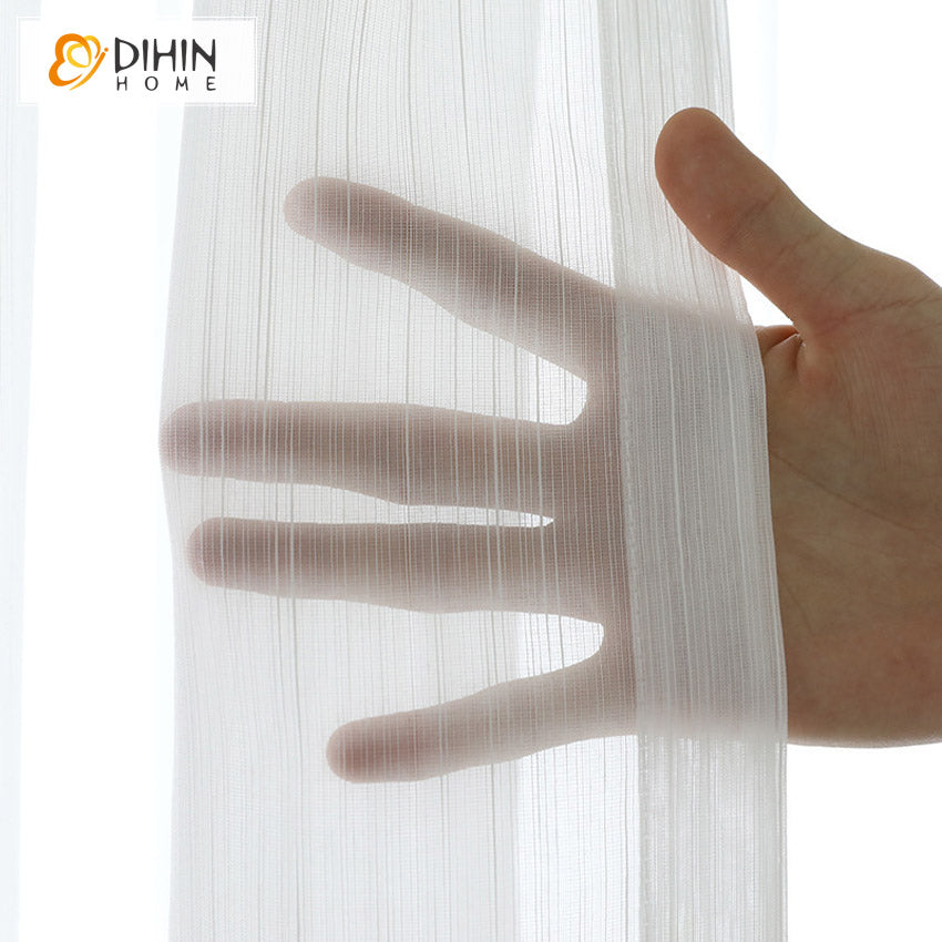 DIHIN HOME Modern White Striped,Sheer Curtain,Blackout Grommet Window Curtain for Living Room ,52x63-inch,1 Panel Roman Shades Curtains Window Blinds custom curtains blackout curtains curtains for living room sheer curtains curtain fabric linen curtains kitchen curtains velvet curtains pinch pleat curtains bay window curtains outdoor curtains pleated curtains floral curtains dining room curtains kitchen valances drapes for bedroom patio curtains nursery curtains grommet curtains