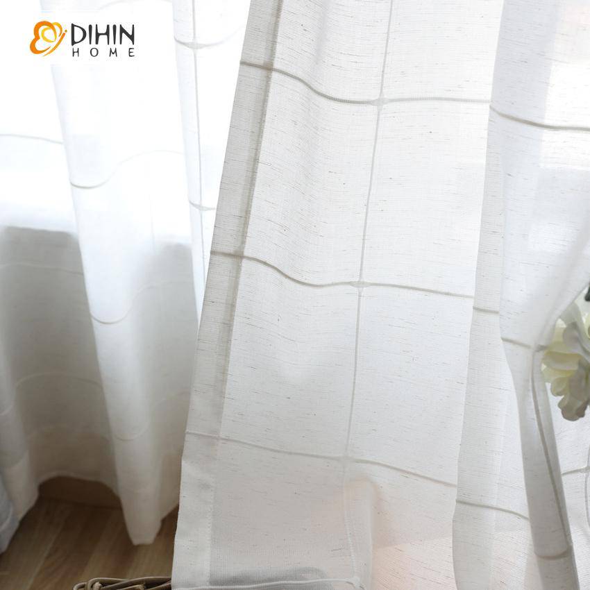 DIHIN HOME Modern White Striped Window Screening,Sheer Curtain, Grommet Window Curtain for Living Room ,52x63-inch,1 Panel Roman Shades Curtains Window Blinds custom curtains blackout curtains curtains for living room sheer curtains curtain fabric linen curtains kitchen curtains velvet curtains pinch pleat curtains bay window curtains outdoor curtains pleated curtains floral curtains dining room curtains kitchen valances drapes for bedroom patio curtains nursery curtains grommet curtains