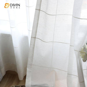 DIHIN HOME Modern White Striped Window Screening,Sheer Curtain, Grommet Window Curtain for Living Room ,52x63-inch,1 Panel Roman Shades Curtains Window Blinds custom curtains blackout curtains curtains for living room sheer curtains curtain fabric linen curtains kitchen curtains velvet curtains pinch pleat curtains bay window curtains outdoor curtains pleated curtains floral curtains dining room curtains kitchen valances drapes for bedroom patio curtains nursery curtains grommet curtains