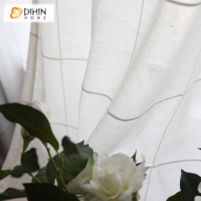 DIHIN HOME Modern White Striped Window Screening,Sheer Curtain, Grommet Window Curtain for Living Room ,52x63-inch,1 Panel Roman Shades Curtains Window Blinds custom curtains blackout curtains curtains for living room sheer curtains curtain fabric linen curtains kitchen curtains velvet curtains pinch pleat curtains bay window curtains outdoor curtains pleated curtains floral curtains dining room curtains kitchen valances drapes for bedroom patio curtains nursery curtains grommet curtains