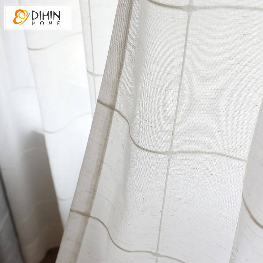 DIHIN HOME Modern White Striped Window Screening,Sheer Curtain, Grommet Window Curtain for Living Room ,52x63-inch,1 Panel Roman Shades Curtains Window Blinds custom curtains blackout curtains curtains for living room sheer curtains curtain fabric linen curtains kitchen curtains velvet curtains pinch pleat curtains bay window curtains outdoor curtains pleated curtains floral curtains dining room curtains kitchen valances drapes for bedroom patio curtains nursery curtains grommet curtains