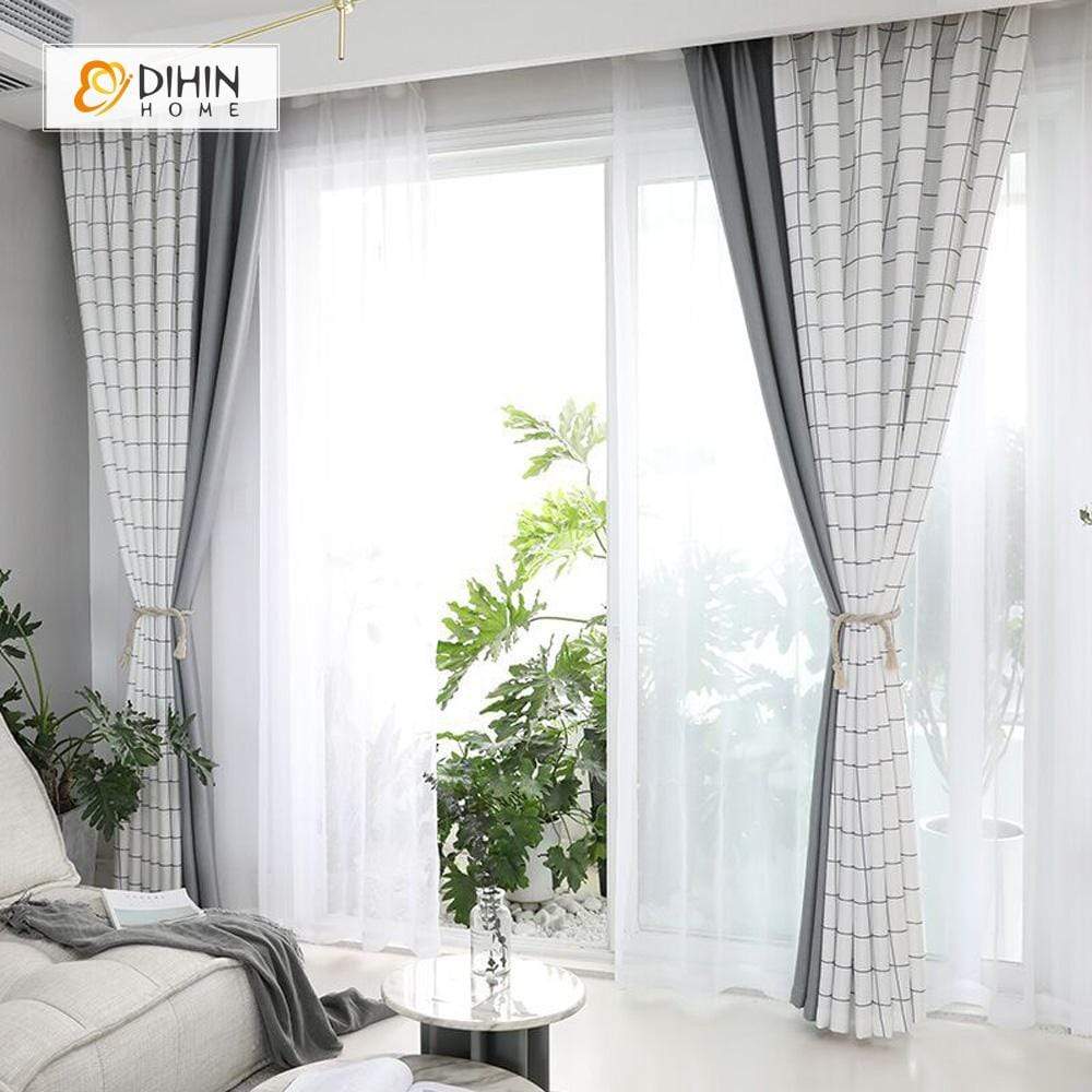 DIHIN HOME Modern White Stripes Spliced Curtains，Blackout Grommet Window Curtain for Living Room ,52x63-inch,1 Panel Roman Shades Curtains Window Blinds custom curtains blackout curtains curtains for living room sheer curtains curtain fabric linen curtains kitchen curtains velvet curtains pinch pleat curtains bay window curtains outdoor curtains pleated curtains floral curtains dining room curtains kitchen valances drapes for bedroom patio curtains nursery curtains grommet curtains