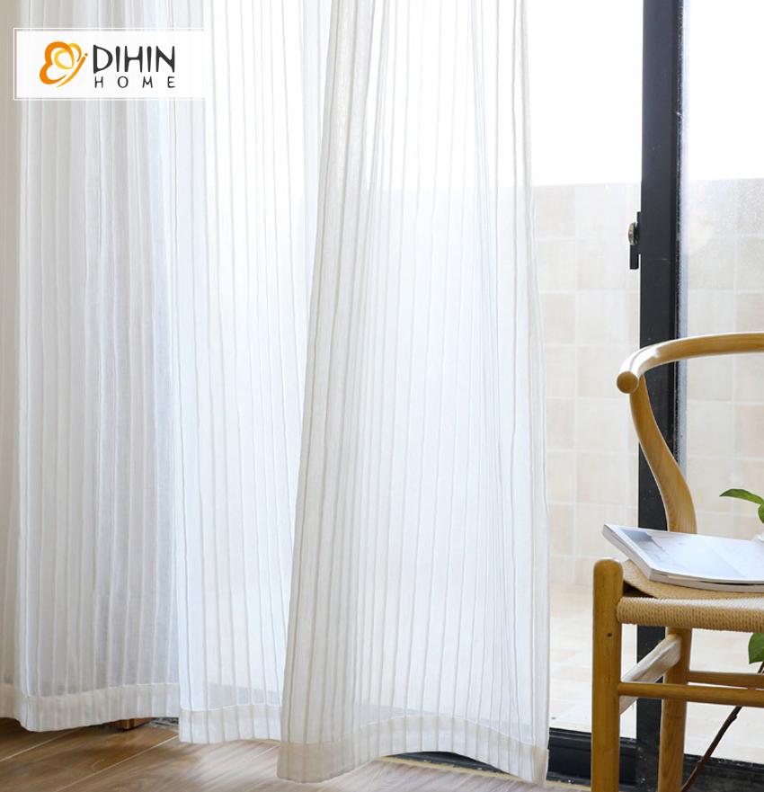 DIHIN HOME Modern White Strips Cotton Linen Curtains ,Sheer Curtain, Grommet Window Curtain for Living Room ,52x63-inch,1 Panel Roman Shades Curtains Window Blinds custom curtains blackout curtains curtains for living room sheer curtains curtain fabric linen curtains kitchen curtains velvet curtains pinch pleat curtains bay window curtains outdoor curtains pleated curtains floral curtains dining room curtains kitchen valances drapes for bedroom patio curtains nursery curtains grommet curtains