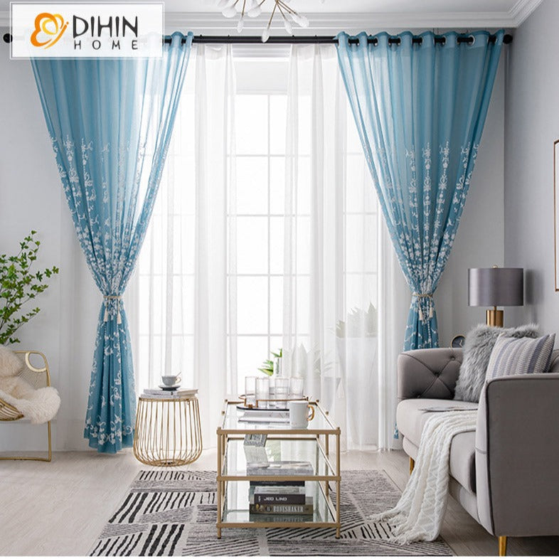 DIHIN HOME Modern White Strips Embroidered,Grommet Window Sheer Curtain for Living Room ,52x63-inch,1 Panel Roman Shades Curtains Window Blinds custom curtains blackout curtains curtains for living room sheer curtains curtain fabric linen curtains kitchen curtains velvet curtains pinch pleat curtains bay window curtains outdoor curtains pleated curtains floral curtains dining room curtains kitchen valances drapes for bedroom patio curtains nursery curtains grommet curtains