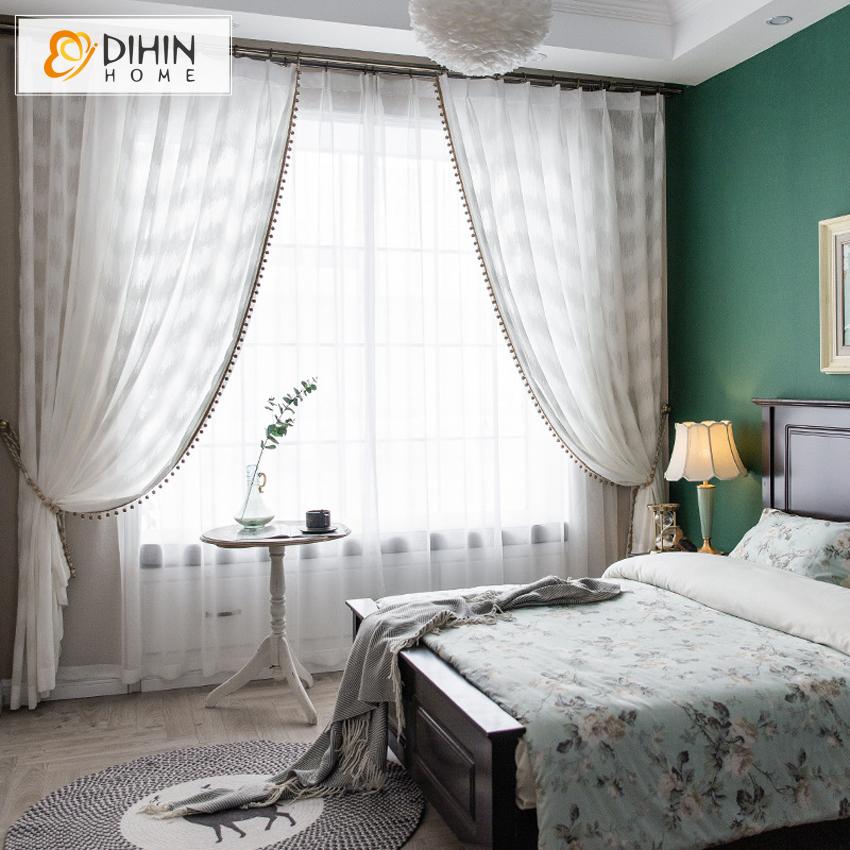 DIHIN HOME Modern White Waves Pattern Sheer Curtains,Grommet Window Curtain for Living Room ,52x63-inch,1 Panel Roman Shades Curtains Window Blinds custom curtains blackout curtains curtains for living room sheer curtains curtain fabric linen curtains kitchen curtains velvet curtains pinch pleat curtains bay window curtains outdoor curtains pleated curtains floral curtains dining room curtains kitchen valances drapes for bedroom patio curtains nursery curtains grommet curtains