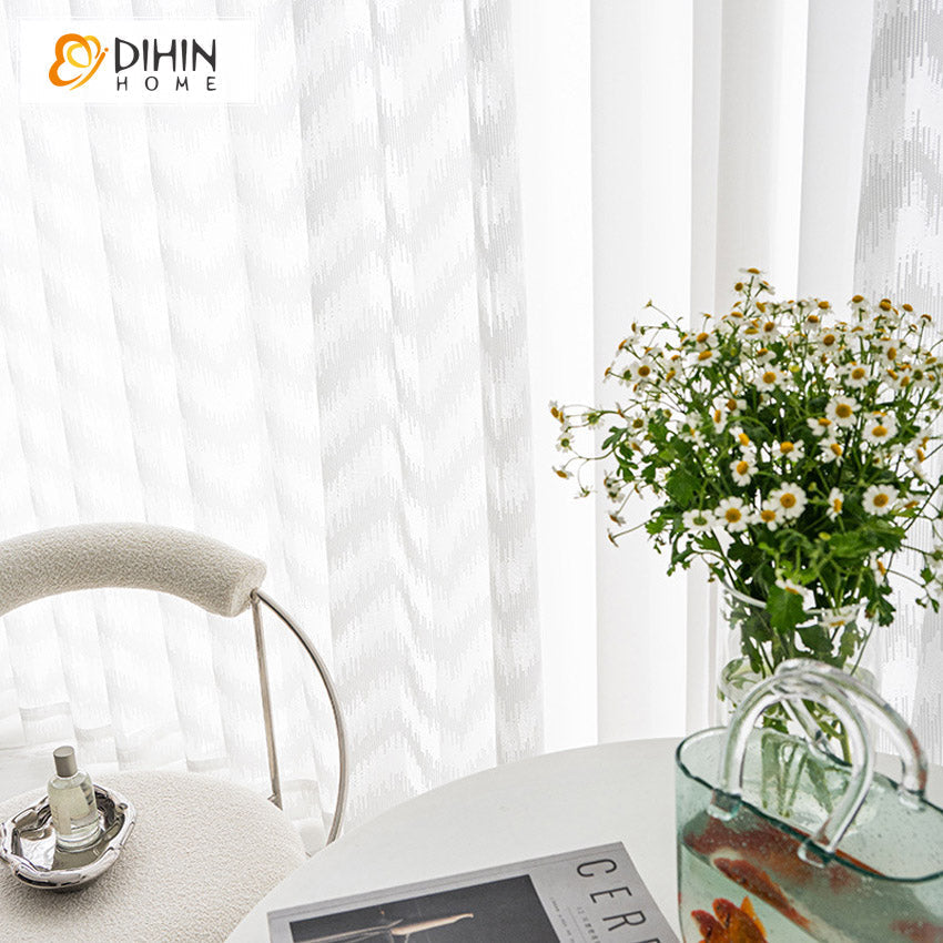 DIHIN HOME Modern White Waves,Sheer Curtain, Grommet Window Curtain for Living Room ,52x63-inch,1 Panel Roman Shades Curtains Window Blinds custom curtains blackout curtains curtains for living room sheer curtains curtain fabric linen curtains kitchen curtains velvet curtains pinch pleat curtains bay window curtains outdoor curtains pleated curtains floral curtains dining room curtains kitchen valances drapes for bedroom patio curtains nursery curtains grommet curtains