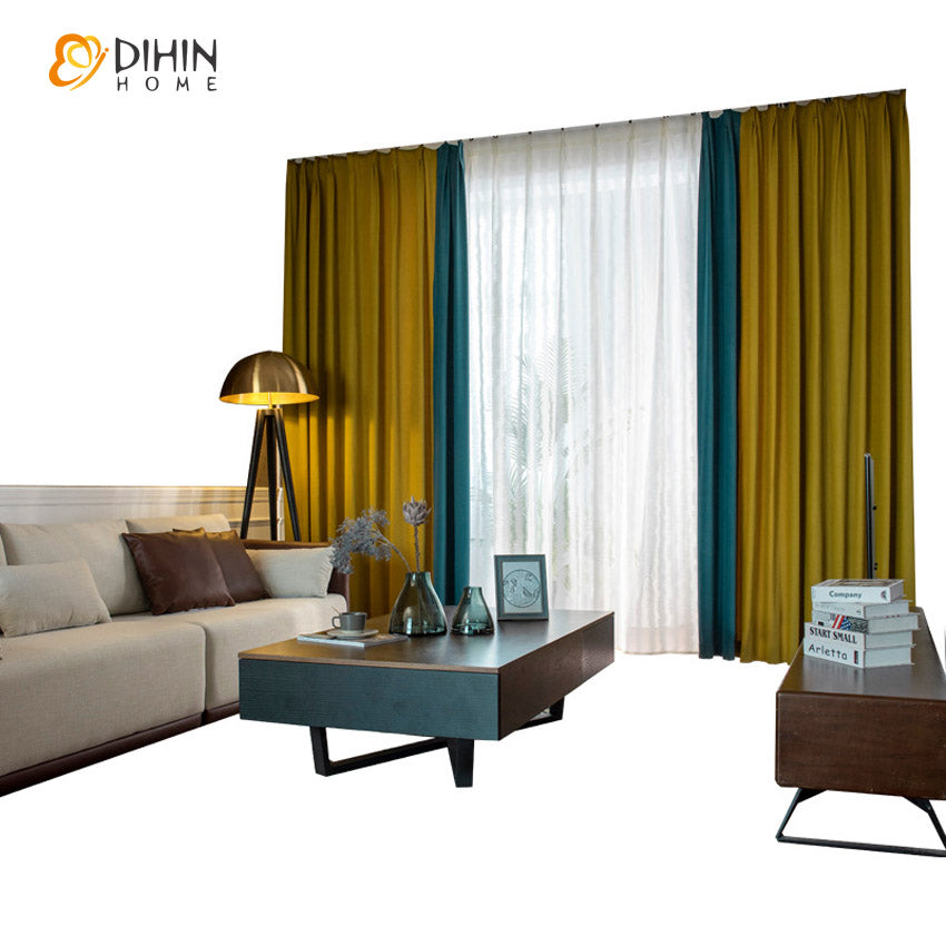 DIHIN HOME Modern Yellow and Blue Color,Blackout Curtains Grommet Window Curtain for Living Room ,52x63-inch,1 Panel Roman Shades Curtains Window Blinds custom curtains blackout curtains curtains for living room sheer curtains curtain fabric linen curtains kitchen curtains velvet curtains pinch pleat curtains bay window curtains outdoor curtains pleated curtains floral curtains dining room curtains kitchen valances drapes for bedroom patio curtains nursery curtains grommet curtains