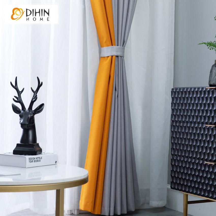 DIHIN HOME Modern Yellow and Gray Curtains,Blackout Grommet Window Curtain for Living Room ,52x63-inch,1 Panel Roman Shades Curtains Window Blinds custom curtains blackout curtains curtains for living room sheer curtains curtain fabric linen curtains kitchen curtains velvet curtains pinch pleat curtains bay window curtains outdoor curtains pleated curtains floral curtains dining room curtains kitchen valances drapes for bedroom patio curtains nursery curtains grommet curtains