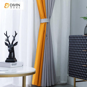 DIHIN HOME Modern Yellow and Gray Curtains,Blackout Grommet Window Curtain for Living Room ,52x63-inch,1 Panel Roman Shades Curtains Window Blinds custom curtains blackout curtains curtains for living room sheer curtains curtain fabric linen curtains kitchen curtains velvet curtains pinch pleat curtains bay window curtains outdoor curtains pleated curtains floral curtains dining room curtains kitchen valances drapes for bedroom patio curtains nursery curtains grommet curtains