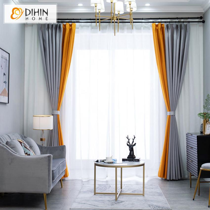 DIHIN HOME Modern Yellow and Gray Curtains,Blackout Grommet Window Curtain for Living Room ,52x63-inch,1 Panel Roman Shades Curtains Window Blinds custom curtains blackout curtains curtains for living room sheer curtains curtain fabric linen curtains kitchen curtains velvet curtains pinch pleat curtains bay window curtains outdoor curtains pleated curtains floral curtains dining room curtains kitchen valances drapes for bedroom patio curtains nursery curtains grommet curtains