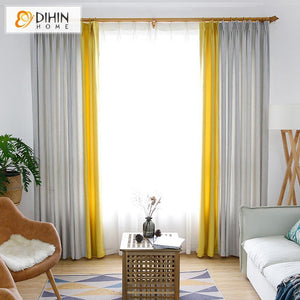DIHIN HOME Modern Yellow and Grey Cotton / Linen Curtains,Blackout Grommet Window Curtain for Living Room ,52x63-inch,1 Panel Roman Shades Curtains Window Blinds custom curtains blackout curtains curtains for living room sheer curtains curtain fabric linen curtains kitchen curtains velvet curtains pinch pleat curtains bay window curtains outdoor curtains pleated curtains floral curtains dining room curtains kitchen valances drapes for bedroom patio curtains nursery curtains grommet curtains