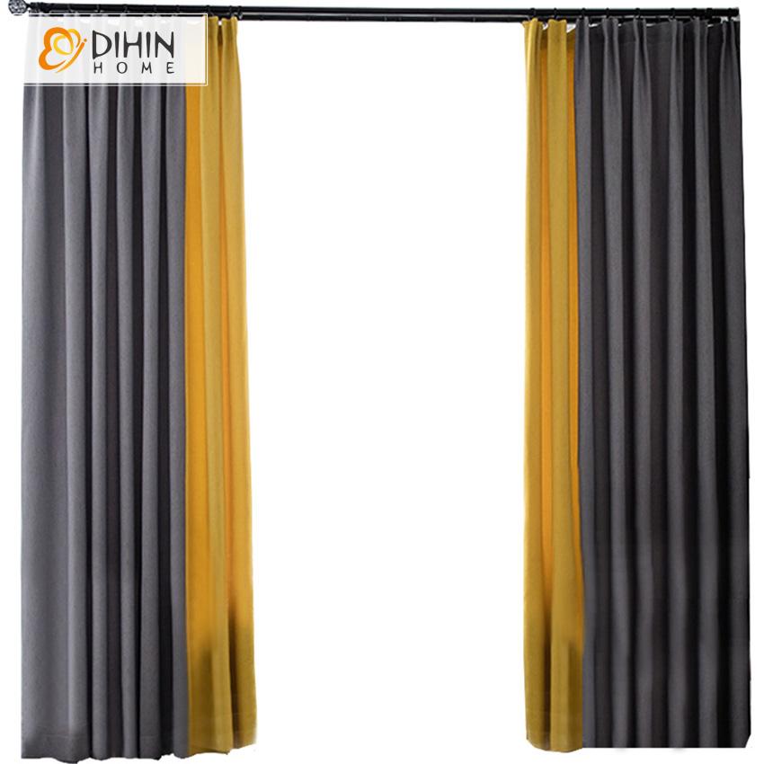 DIHIN HOME Modern Yellow and Grey Spliced Printed,Blackout Grommet Window Curtain for Living Room ,52x63-inch,1 Panel Roman Shades Curtains Window Blinds custom curtains blackout curtains curtains for living room sheer curtains curtain fabric linen curtains kitchen curtains velvet curtains pinch pleat curtains bay window curtains outdoor curtains pleated curtains floral curtains dining room curtains kitchen valances drapes for bedroom patio curtains nursery curtains grommet curtains