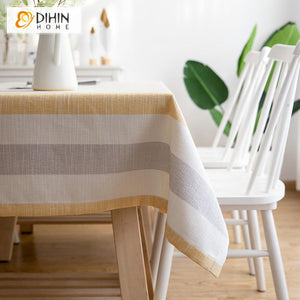 DIHIN HOME Modern Yellow and Grey Strips Printed Tablecloth For Rectangle Tables,Custom Washed Linen Tablecloth,Handmade Rectangle Table Cover Roman Shades Curtains Window Blinds custom curtains blackout curtains curtains for living room sheer curtains curtain fabric linen curtains kitchen curtains velvet curtains pinch pleat curtains bay window curtains outdoor curtains pleated curtains floral curtains dining room curtains kitchen valances drapes for bedroom patio curtains nursery curtains grommet curtains